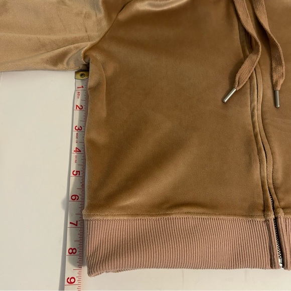 Aerie Velour light Brown Cropped Long Sleeve Hooded Full Zip Sweater Small - Picture 8 of 8